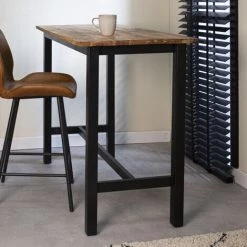 DIMEHOUSE Crane Table De Bar Industrielle Bois De Manguier 120x60 Cm - Marron -Table haute et bar Soldes 53547675 2