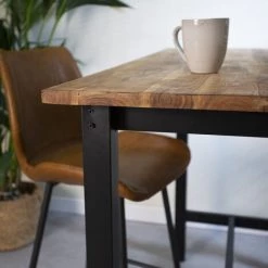 DIMEHOUSE Crane Table De Bar Industrielle Bois De Manguier 120x60 Cm - Marron -Table haute et bar Soldes 53547675 4