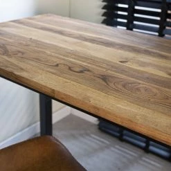 DIMEHOUSE Crane Table De Bar Industrielle Bois De Manguier 120x60 Cm - Marron -Table haute et bar Soldes 53547675 5