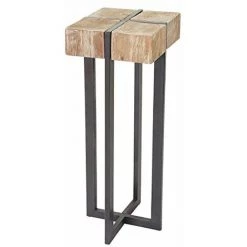 NOVA Table Basse Haute En Bois De Pin Solide Texture En Métal