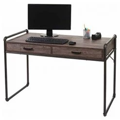 NOVA Bureau De Bureau Pour Ordinateur Avec Cadre En Métal De Style Moderne De 2 Tiroirs -Table haute et bar Soldes 53577842 2