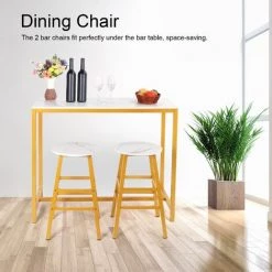 SZYB Table Haute De Bar Et 2 Tabourets Design Industriel - Meubles Modernes Simples -Table haute et bar Soldes 53612138 2