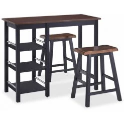 LITZEE Assortiment De Bar 3 Pcs MDF Noir # -Table haute et bar Soldes 53765658 3