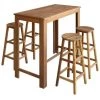 LITZEE Table Et Tabourets De Bar 5 Pcs Bois D'acacia Massif # -Table haute et bar Soldes 53840149 1