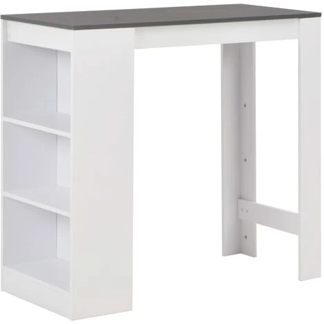 LITZEE Table De Bar Avec étagère Blanc 110x50x103 Cm # 3 LITZEE Table De Bar Avec étagère Blanc 110x50x103 Cm #