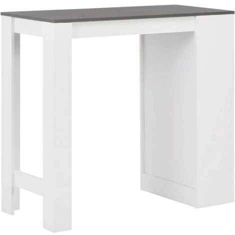 LITZEE Table De Bar Avec étagère Blanc 110x50x103 Cm # 4 LITZEE Table De Bar Avec étagère Blanc 110x50x103 Cm # – Image 2