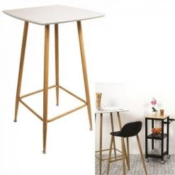 JARDIRICODECO Table Mange Debout Blanche 60x60x102cm