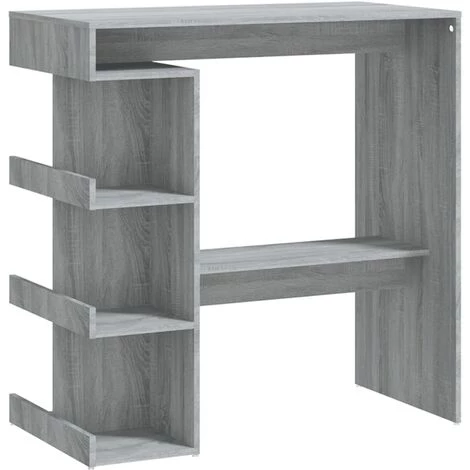 Table De Bar étagère De Rangement 100x50x101.5 Cm Sonoma Gris VidaXL 4 Table De Bar étagère De Rangement 100x50x101.5 Cm Sonoma Gris VidaXL – Image 2