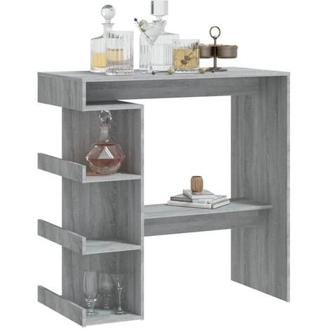 Table De Bar étagère De Rangement 100x50x101.5 Cm Sonoma Gris VidaXL 6 Table De Bar étagère De Rangement 100x50x101.5 Cm Sonoma Gris VidaXL – Image 4