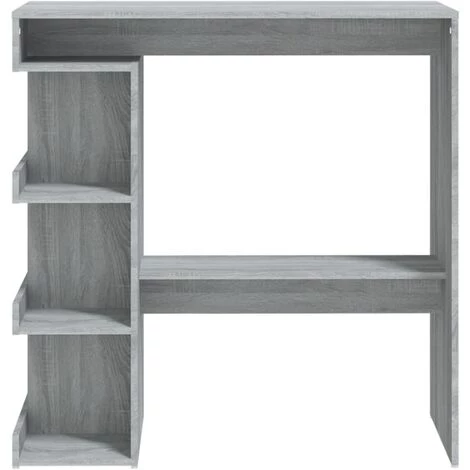 Table De Bar étagère De Rangement 100x50x101.5 Cm Sonoma Gris VidaXL 7 Table De Bar étagère De Rangement 100x50x101.5 Cm Sonoma Gris VidaXL – Image 5