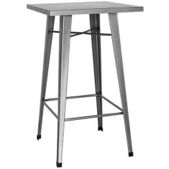 LES TENDANCES Table De Bar Carrée Acier Argenté Kontoir 60 Cm