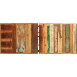 Hommoo Ensemble De Bar 9 Pcs Bois De Recuperation Et Cuir Veritable -Table haute et bar Soldes 54061429 5