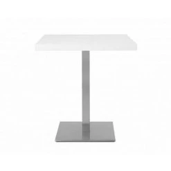 WEBMARKETPOINT Table Haute Carrée 75 Cm Plateau Blanc Et Piètement Chrome 70x70xh.75 Cm