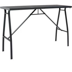 Hommoo Table De Bar De Jardin Noir 180x60x110 Cm Verre Trempe