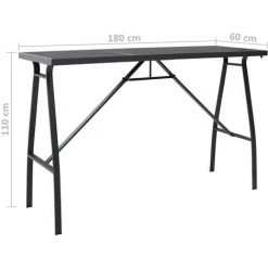 Hommoo Table De Bar De Jardin Noir 180x60x110 Cm Verre Trempe -Table haute et bar Soldes 54149357 5