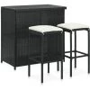 Hommoo Ensemble De Bar 3 Pcs Resine Tressee Noir -Table haute et bar Soldes 54150909 1