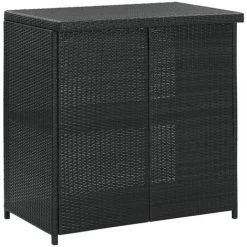 Hommoo Ensemble De Bar 3 Pcs Resine Tressee Noir -Table haute et bar Soldes 54150909 5