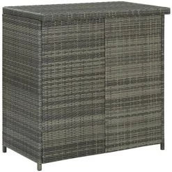 Hommoo Ensemble De Bar 3 Pcs Resine Tressee Gris -Table haute et bar Soldes 54151816 5