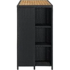 Hommoo Table De Bar Avec Rangement Noir 120x60x110 Cm Resine Tressee -Table haute et bar Soldes 54151817 4