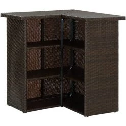 Hommoo Table D'angle De Bar Marron 100x50x105 Cm Resine Tressee -Table haute et bar Soldes 54151835 5