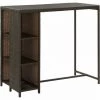 Hommoo Table De Bar Avec Rangement Marron 120x60x110 Cm Resine Tressee -Table haute et bar Soldes 54152330 1