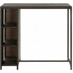 Hommoo Table De Bar Avec Rangement Marron 120x60x110 Cm Resine Tressee 9 Hommoo Table De Bar Avec Rangement Marron 120x60x110 Cm Resine Tressee -Table haute et bar Soldes 54152330 3