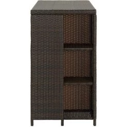 Hommoo Table De Bar Avec Rangement Marron 120x60x110 Cm Resine Tressee 10 Hommoo Table De Bar Avec Rangement Marron 120x60x110 Cm Resine Tressee -Table haute et bar Soldes 54152330 4