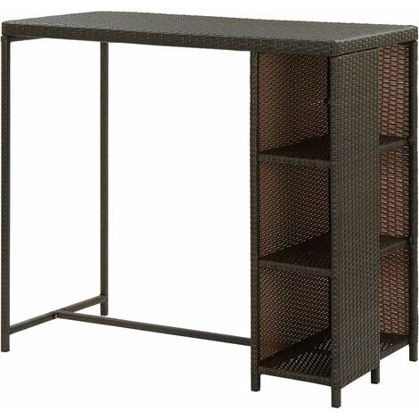 Hommoo Table De Bar Avec Rangement Marron 120x60x110 Cm Resine Tressee 7 Hommoo Table De Bar Avec Rangement Marron 120x60x110 Cm Resine Tressee – Image 5
