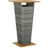 Hommoo Table De Bar Gris 60x60x110 Cm Resine Tressee Et Bois D'acacia 2 Hommoo Table De Bar Gris 60x60x110 Cm Resine Tressee Et Bois D'acacia -Table haute et bar Soldes 54152575 1