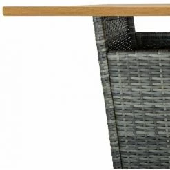 Hommoo Table De Bar Gris 80x80x110 Cm Resine Tressee Et Bois D'acacia -Table haute et bar Soldes 54153211 5