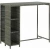 Hommoo Table De Bar Avec Rangement Gris 120x60x110 Cm Resine Tressee 2 Hommoo Table De Bar Avec Rangement Gris 120x60x110 Cm Resine Tressee -Table haute et bar Soldes 54153213 1