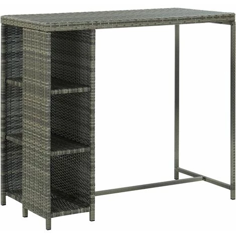 Hommoo Table De Bar Avec Rangement Gris 120x60x110 Cm Resine Tressee 3 Hommoo Table De Bar Avec Rangement Gris 120x60x110 Cm Resine Tressee