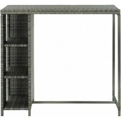 Hommoo Table De Bar Avec Rangement Gris 120x60x110 Cm Resine Tressee 9 Hommoo Table De Bar Avec Rangement Gris 120x60x110 Cm Resine Tressee -Table haute et bar Soldes 54153213 3