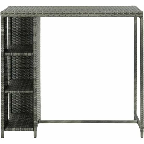 Hommoo Table De Bar Avec Rangement Gris 120x60x110 Cm Resine Tressee 5 Hommoo Table De Bar Avec Rangement Gris 120x60x110 Cm Resine Tressee – Image 3