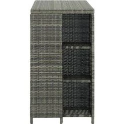 Hommoo Table De Bar Avec Rangement Gris 120x60x110 Cm Resine Tressee 10 Hommoo Table De Bar Avec Rangement Gris 120x60x110 Cm Resine Tressee -Table haute et bar Soldes 54153213 4
