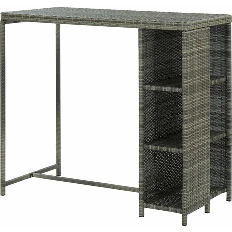Hommoo Table De Bar Avec Rangement Gris 120x60x110 Cm Resine Tressee 7 Hommoo Table De Bar Avec Rangement Gris 120x60x110 Cm Resine Tressee – Image 5
