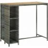Hommoo Table De Bar Avec Rangement Gris 120x60x110 Cm Resine Tressee -Table haute et bar Soldes 54154257 1