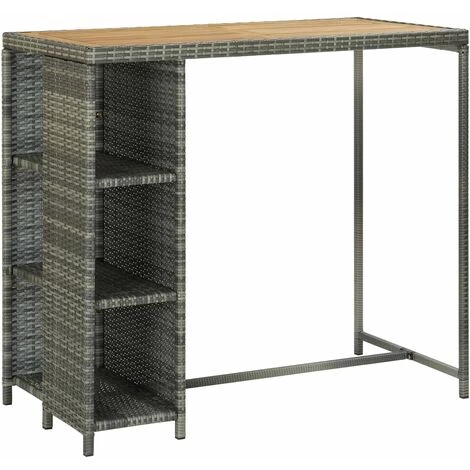 Hommoo Table De Bar Avec Rangement Gris 120x60x110 Cm Resine Tressee 3 Hommoo Table De Bar Avec Rangement Gris 120x60x110 Cm Resine Tressee