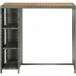 Hommoo Table De Bar Avec Rangement Gris 120x60x110 Cm Resine Tressee 9 Hommoo Table De Bar Avec Rangement Gris 120x60x110 Cm Resine Tressee -Table haute et bar Soldes 54154257 3