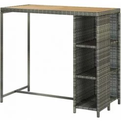 Hommoo Table De Bar Avec Rangement Gris 120x60x110 Cm Resine Tressee 11 Hommoo Table De Bar Avec Rangement Gris 120x60x110 Cm Resine Tressee -Table haute et bar Soldes 54154257 5