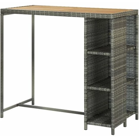 Hommoo Table De Bar Avec Rangement Gris 120x60x110 Cm Resine Tressee 7 Hommoo Table De Bar Avec Rangement Gris 120x60x110 Cm Resine Tressee – Image 5