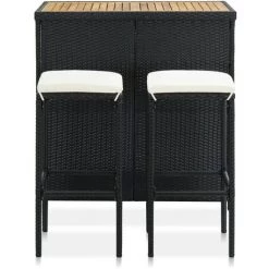 Hommoo Ensemble De Bar 3 Pcs Resine Tressee Noir 9 Hommoo Ensemble De Bar 3 Pcs Resine Tressee Noir -Table haute et bar Soldes 54154258 3