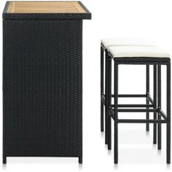 Hommoo Ensemble De Bar 3 Pcs Resine Tressee Noir 10 Hommoo Ensemble De Bar 3 Pcs Resine Tressee Noir -Table haute et bar Soldes 54154258 4