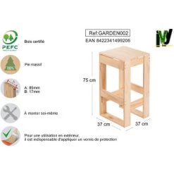 ASTIGARRAGA Tabouret Haut En Pin Massif 75x37x37 cm IVY LINE -Table haute et bar Soldes 5427043 5