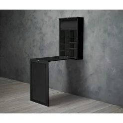 NETFURNITURE Aflalo Foldaway Mur Bureau Et Table De Petit-déjeuner Noir - Le Noir