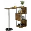 IDIMEX Table Haute De Bar VIGANDO Mange-debout Comptoir 3 étagères Dont 1 Porte-bouteilles, Métal Chromé Et Plateau MDF Chêne Sauvage Foncé -Table haute et bar Soldes 54383488 1