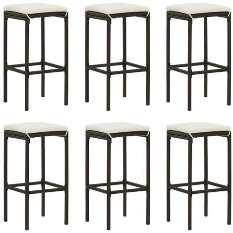 TRUE DEAL Meuble De Bar De Jardin 7 Pcs Et Coussins Résine Tressée Marron 5 TRUE DEAL Meuble De Bar De Jardin 7 Pcs Et Coussins Résine Tressée Marron – Image 3