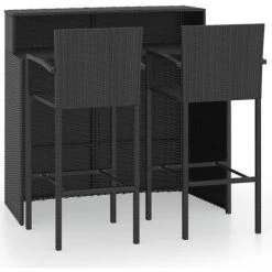 TRUE DEAL Ensemble De Bar De Jardin 3 Pcs Noir -Table haute et bar Soldes 54483762 2