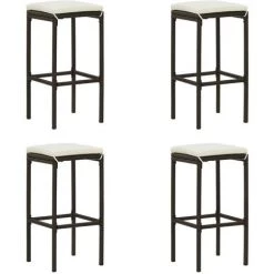 TRUE DEAL Meuble De Bar De Jardin 5 Pcs Et Coussins Résine Tressée Marron -Table haute et bar Soldes 54484956 3