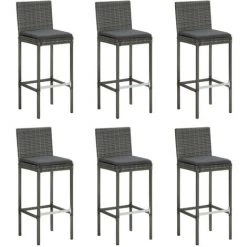 TRUE DEAL Jeu De Bar De Jardin 7pcs Et Coussins Anthracite Résine Tressée -Table haute et bar Soldes 54484958 3